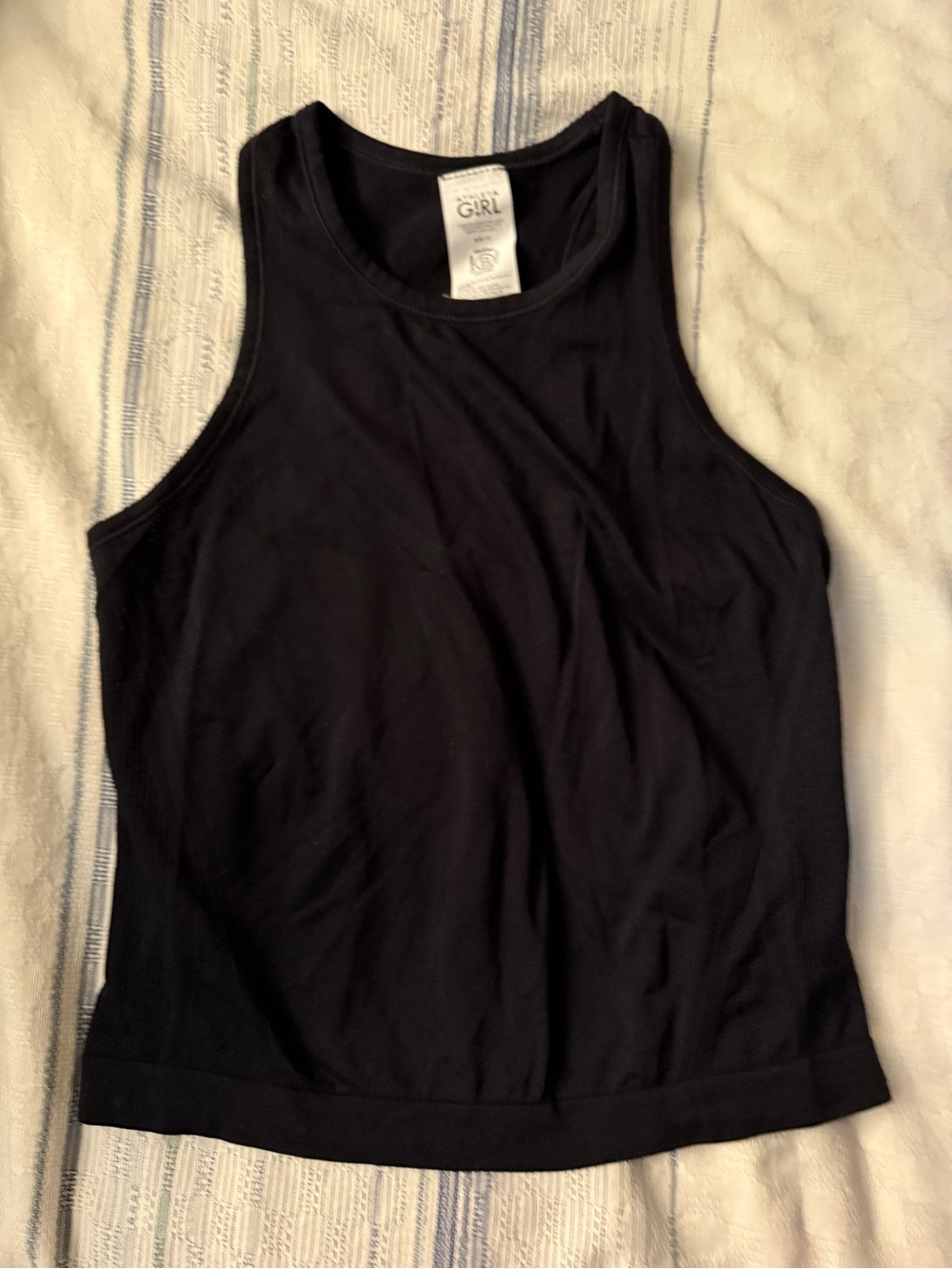 Athleta Black Ribbed High-Neck Tank Top